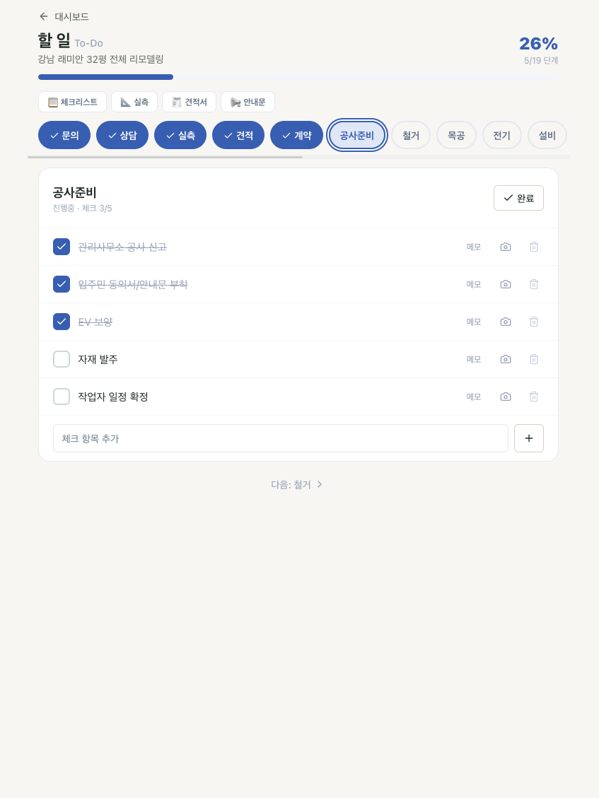 할 일 — 단계별 확인 항목